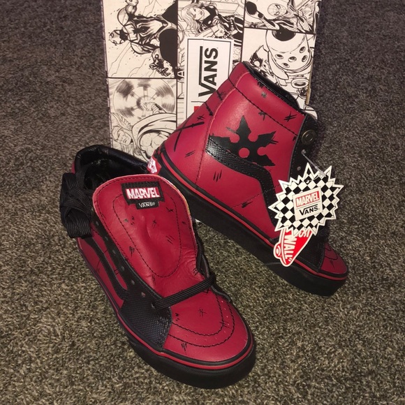 Vans Other - NIB VANS LEATHER HI TOP DEADPOOL SNEAKERS SHOES 4